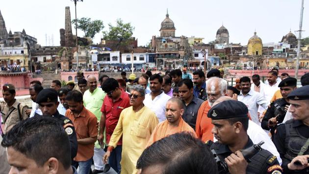 Yogi Adityanath visits Ayodhya. (AP Photo) Yogi Adityanath visits Ayodhya. (AP Photo)