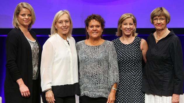 (L-R) Kim Clijsters, Martina Navratilova, Evonne Goolagong-Cawley, Chris Evert and Margaret Court pose at the Legends Lunch during at Melbourne Park on January 30, 2016 in Melbourne. (Getty Images) (L-R) Kim Clijsters, Martina Navratilova, Evonne Goolagong-Cawley, Chris Evert and Margaret Court pose at the Legends Lunch during at Melbourne Park on January 30, 2016 in Melbourne. (Getty Images)