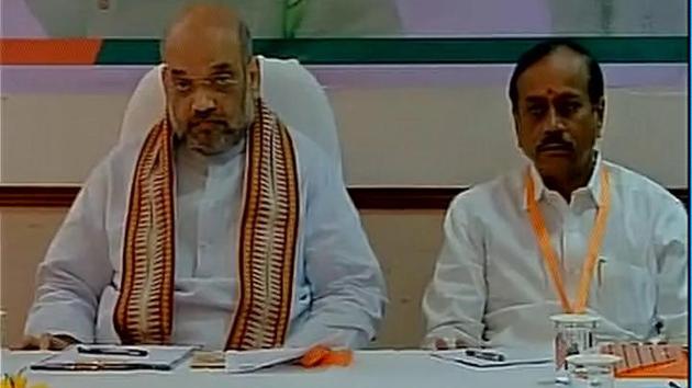 Amit Shah attends BJP state core committee meeting in Kerala’s Kochi. (ANI Photo) Amit Shah attends BJP state core committee meeting in Kerala’s Kochi. (ANI Photo)