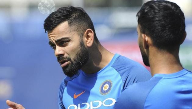 Virat Kohli during Indian’s cricket team’s practice session ahead of their ICC Champions Trophy opener against Pakistan. (AP) Virat Kohli during Indian’s cricket team’s practice session ahead of their ICC Champions Trophy opener against Pakistan. (AP)