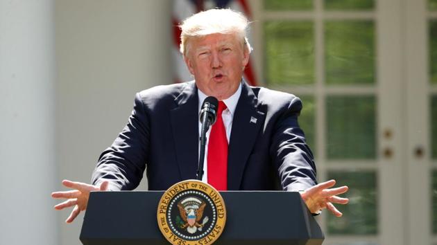 US President Donald Trump announces his decision that the United States will withdraw from the Paris Climate Agreement, in the Rose Garden of the White House in Washington on June 1. (REUTERS) US President Donald Trump announces his decision that the United States will withdraw from the Paris Climate Agreement, in the Rose Garden of the White House in Washington on June 1. (REUTERS)