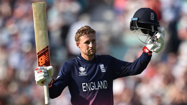 England's Joe Root celebrates reaching his century during the ICC Champions trophy match against Bangladesh. (AFP) England's Joe Root celebrates reaching his century during the ICC Champions trophy match against Bangladesh. (AFP)