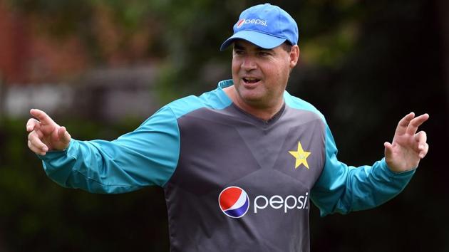 Pakistan's coach Mickey Arthur talks with one of his players during their nets practice session. (AFP) Pakistan's coach Mickey Arthur talks with one of his players during their nets practice session. (AFP)