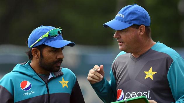 Pakistan's coach Mickey Arthur (R) talks with Pakistan's Sarfraz Ahmed (L) during a nets practice session at Edgbaston cricket ground. (AFP) Pakistan's coach Mickey Arthur (R) talks with Pakistan's Sarfraz Ahmed (L) during a nets practice session at Edgbaston cricket ground. (AFP)
