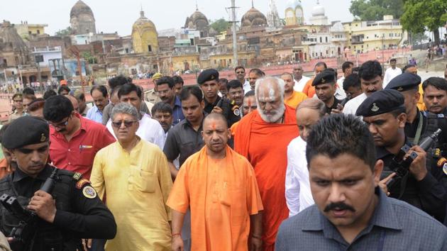 Chief minister Yogi Adityanath has advocated resolving the Ayodhya issue through dialogue. (Deepak Gupta/Hindustan Times) Chief minister Yogi Adityanath has advocated resolving the Ayodhya issue through dialogue. (Deepak Gupta/Hindustan Times)