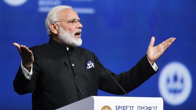 Prime Minister Narendra Modi addresses the St. Petersburg International Economic Forum in St.Petersburg, Russia. (AP) Prime Minister Narendra Modi addresses the St. Petersburg International Economic Forum in St.Petersburg, Russia. (AP)