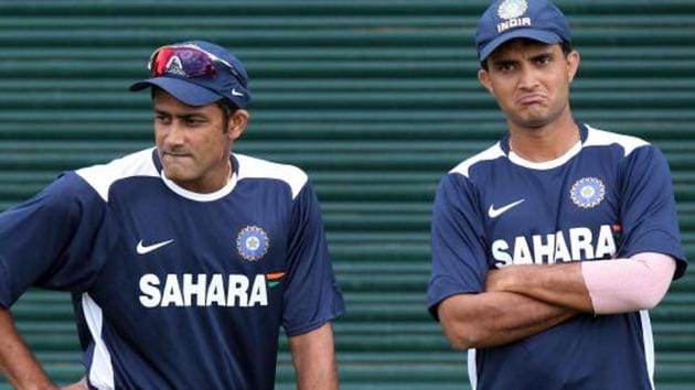 Sourav Ganguly (right) played a key role in Anil Kumble’s appointment as the head coach of the Indian cricket team last year. Kumble’s term as national coach ends at the end of the ICC Champions Trophy(AFP/Getty Images)
