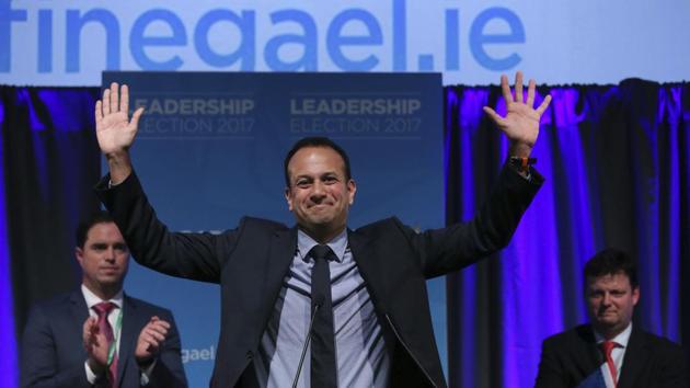 Leo Varadkar celebrates as he is named Ireland's next prime minister, Dublin, June 2. Ireland's governing Fine Gael party has elected Leo Varadkar, the gay son of an Indian immigrant, as its new leader and the country's next prime minister. (AP) Leo Varadkar celebrates as he is named Ireland's next prime minister, Dublin, June 2. Ireland's governing Fine Gael party has elected Leo Varadkar, the gay son of an Indian immigrant, as its new leader and the country's next prime minister. (AP)