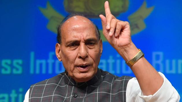 Union home minister Rajnath Singh addresses a press conference highlighting the NDA government’s achievements during its three years in power, in New Delhi on Saturday. (PTI) Union home minister Rajnath Singh addresses a press conference highlighting the NDA government’s achievements during its three years in power, in New Delhi on Saturday. (PTI)