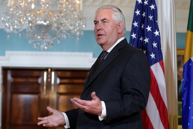 US secretary of state Rex Tillerson talks to the media about the withdrawal from the Paris Accord. (Reuters) US secretary of state Rex Tillerson talks to the media about the withdrawal from the Paris Accord. (Reuters)