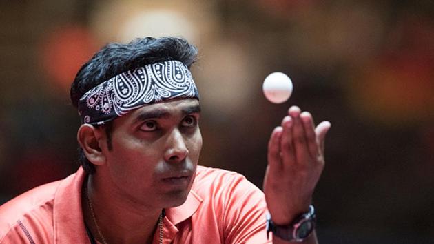 Achanta Sharath Kamal in action at the 2017 World Table Tennis Championships in Dusseldorf. (Getty Images)