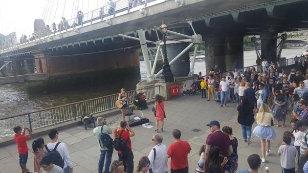 A scene from the South Bank, less than two hours before the terror attacks on Saturday night(HT Photo/Prasun Sonwalkar) A scene from the South Bank, less than two hours before the terror attacks on Saturday night(HT Photo/Prasun Sonwalkar)