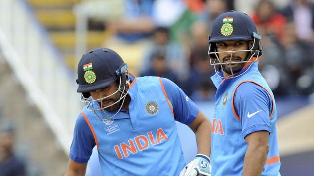 Shikhar Dhawan and Rohit Sharma slammed attacking fifties and their partnership went past 100 as India dominated the 2017 ICC Champions Trophy clash against Pakistan in Edgbaston. (AP) Shikhar Dhawan and Rohit Sharma slammed attacking fifties and their partnership went past 100 as India dominated the 2017 ICC Champions Trophy clash against Pakistan in Edgbaston. (AP)