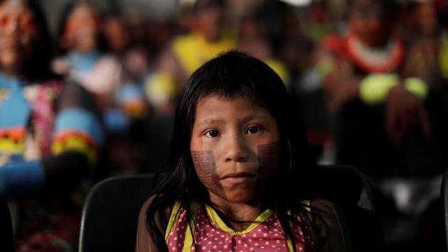 Indigenous people Xikrin of north Brazil participate in a session in the Brazil Supreme Court, that discusses the environmental impacts of a mining project on the Catete River that crosses the lands of the Xikrin Indian reservation, in Brasilia, Brazil. (Ueslei Marcelino / REUTERS) Indigenous people Xikrin of north Brazil participate in a session in the Brazil Supreme Court, that discusses the environmental impacts of a mining project on the Catete River that crosses the lands of the Xikrin Indian reservation, in Brasilia, Brazil. (Ueslei Marcelino / REUTERS)