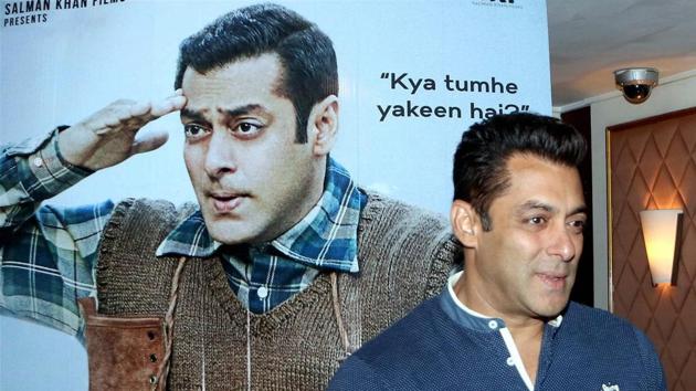 Salman Khan strikes a candid pose during the promotion of his upcoming film Tubelight in Mumbai.(PTI)