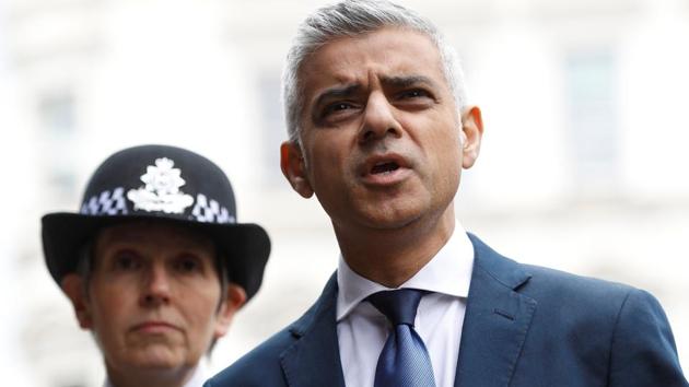 Mayor of London Sadiq Khan and Metropolitan police commissioner Cressida Dick visit the scene of the attack on London Bridge and Borough Market which left 7 people dead and dozens of injured in central London.(Reuters Photo)