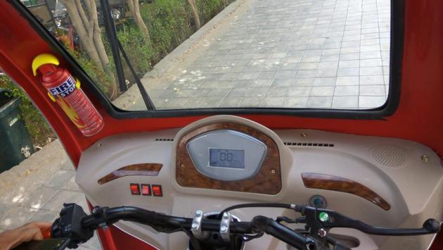 The specially designed e-rickshaws, with a covered cabin and a full-front windscreen, will provide the last-mile connectivity within a radius of 3km to 4km around Metro stations. (HT Photo) The specially designed e-rickshaws, with a covered cabin and a full-front windscreen, will provide the last-mile connectivity within a radius of 3km to 4km around Metro stations. (HT Photo)