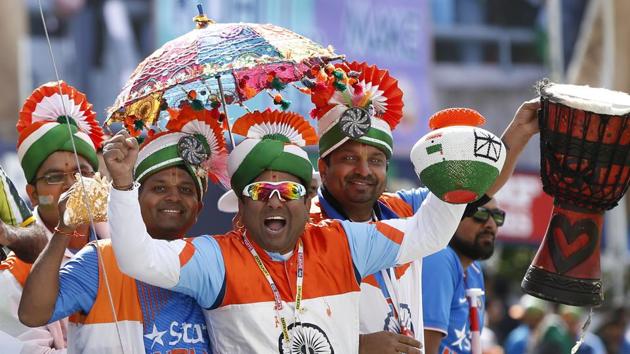 Indian fans celebrate during the match. (REUTERS) Indian fans celebrate during the match. (REUTERS)