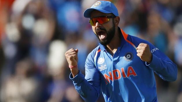Indian cricket team skipper Virat Kohli celebrates the wicket of Pakistan’s Azhar Ali during their ICC Champions Trophy match. (REUTERS) Indian cricket team skipper Virat Kohli celebrates the wicket of Pakistan’s Azhar Ali during their ICC Champions Trophy match. (REUTERS)