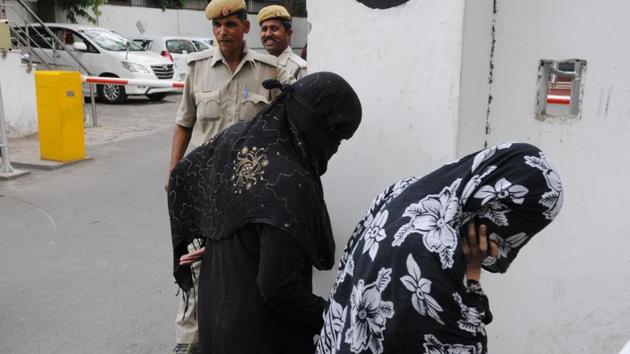 Two victims of the alleged gang rape in Jewar leave the secretariat in Lucknow after meeting the CM on June 1. (Subhankar Chakraborty/HT File) Two victims of the alleged gang rape in Jewar leave the secretariat in Lucknow after meeting the CM on June 1. (Subhankar Chakraborty/HT File)