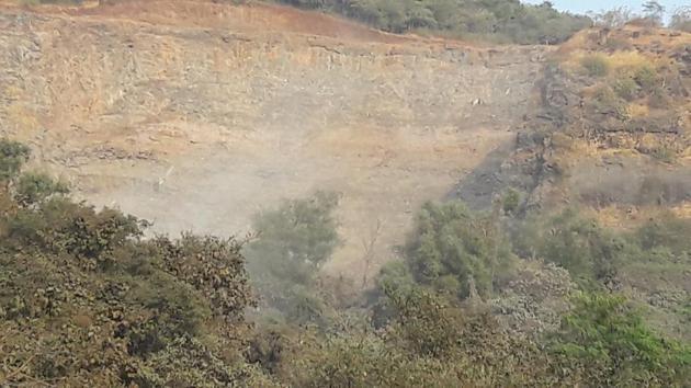 A photo the NGO took of quarrying at Parsik Hill.(HT)