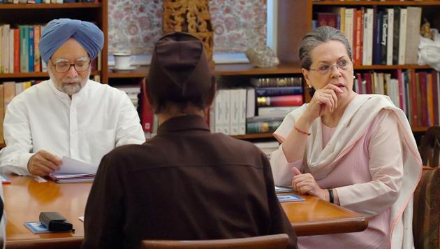 Former Prime Minister Manmohan Singh, Congress president Sonia Gandhi during the Congress Working Committee (CWC) Meeting at 10 Janpath in New Delhi on Tuesday. (PTI) Former Prime Minister Manmohan Singh, Congress president Sonia Gandhi during the Congress Working Committee (CWC) Meeting at 10 Janpath in New Delhi on Tuesday. (PTI)