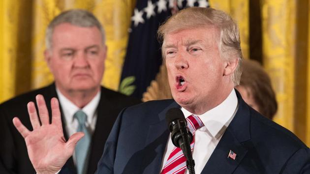 US President Donald Trump announces the Air Traffic Control Reform Initiative in the East Room at the White House in Washington, DC, on June 5, 2017. (AFP Photo) US President Donald Trump announces the Air Traffic Control Reform Initiative in the East Room at the White House in Washington, DC, on June 5, 2017. (AFP Photo)
