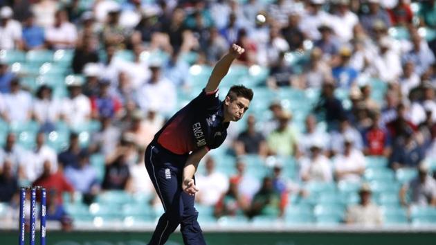 England’s Chris Woakes in action against Bangladesh in the ICC Champions Trophy 2017 Group A opener at The Oval on June 1.(Reuters)