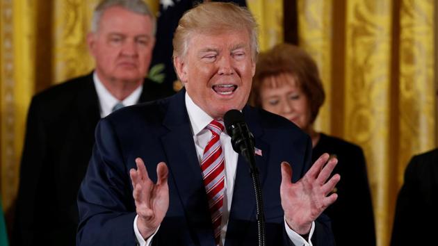 US President Donald Trump in the East Room of the White House in Washington. (Reuters File Photo) US President Donald Trump in the East Room of the White House in Washington. (Reuters File Photo)