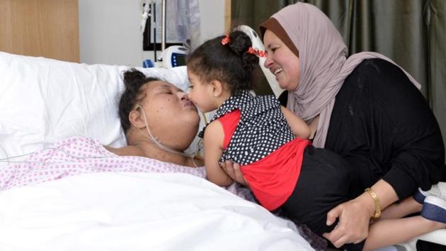 Eman with her family members at Burjeel Hospital in Abu Dhabi. (HT File Photo) Eman with her family members at Burjeel Hospital in Abu Dhabi. (HT File Photo)