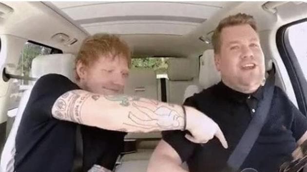 Ed Sheerana and James Corden rock at this car concert of Shape of You.
