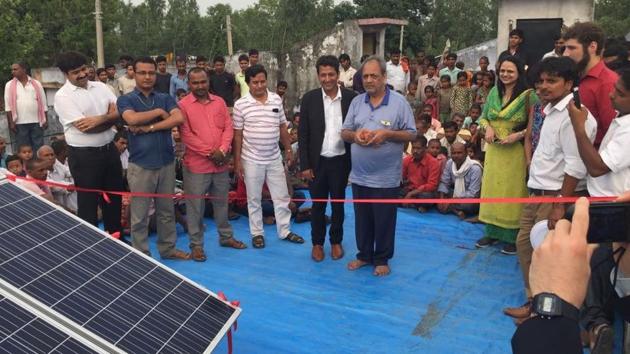 Solar mini grid being inaugrated in village Sarvantara in Bahraich.