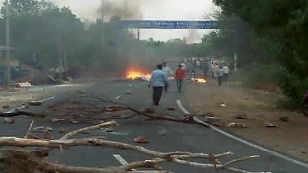 The scene after violent clashes between farmers and police at Pipliya in Mandsaur district of Madhya Pradesh. (PTI Photo) The scene after violent clashes between farmers and police at Pipliya in Mandsaur district of Madhya Pradesh. (PTI Photo)