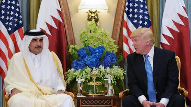 This file photo taken on May 21, 2017 shows US President Donald Trump (R) speaks with Qatar's Emir Sheikh Tamim Bin Hamad Al-Thani, during a bilateral meeting at a hotel in the Saudi capital Riyadh. (AFP Photo) This file photo taken on May 21, 2017 shows US President Donald Trump (R) speaks with Qatar's Emir Sheikh Tamim Bin Hamad Al-Thani, during a bilateral meeting at a hotel in the Saudi capital Riyadh. (AFP Photo)