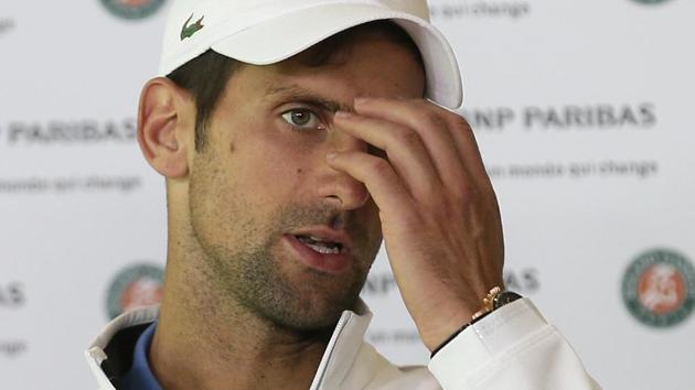 Novak Djokovic doesn’t believe he’s in a freefall, but he is pondering a break from the game after his loss to Dominic Thiem. (AP) Novak Djokovic doesn’t believe he’s in a freefall, but he is pondering a break from the game after his loss to Dominic Thiem. (AP)