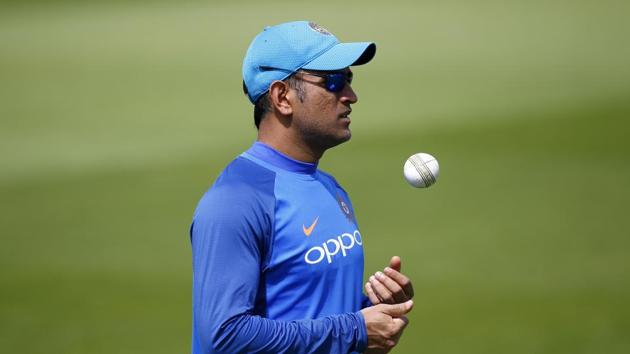 Former India skipper MS Dhoni during a practice sesssion in London on Wednesday. (REUTERS) Former India skipper MS Dhoni during a practice sesssion in London on Wednesday. (REUTERS)