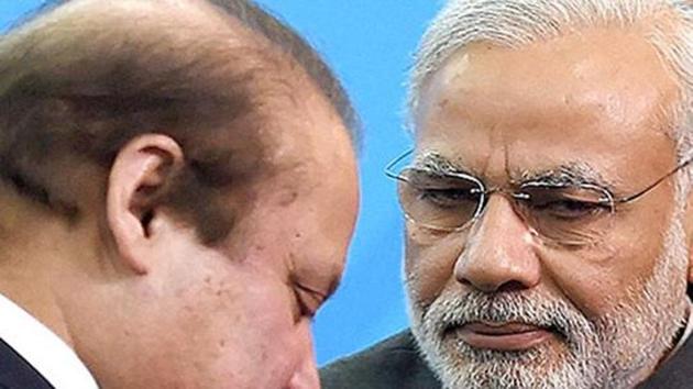 Prime Ministers of India Narendra Modi (right) and Nawaz Sharif meet at the Shanghai Cooperation Organization summit in Ufa, Russia in July, 2015. It was at this summit that SCO members adopted a resolution to include India and Pakistan in their fold. (PTI FILE PHOTO) Prime Ministers of India Narendra Modi (right) and Nawaz Sharif meet at the Shanghai Cooperation Organization summit in Ufa, Russia in July, 2015. It was at this summit that SCO members adopted a resolution to include India and Pakistan in their fold. (PTI FILE PHOTO)