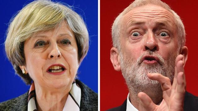 British PM and Conservative Party leader Theresa May is pitted against Jeremy Corbyn of Britain's main opposition Labour Party. (AFP) British PM and Conservative Party leader Theresa May is pitted against Jeremy Corbyn of Britain's main opposition Labour Party. (AFP)