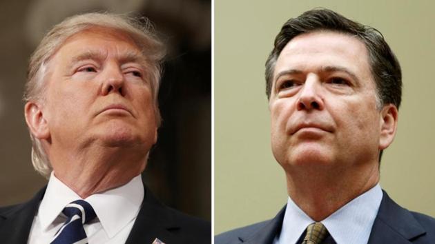 A combination photo shows US President Donald Trump (L) in the House of Representatives in Washington on February 28, 2017 and FBI director James Comey in Washington US on July 7, 2016.(Reuters File Photo)