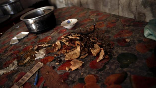 Rotten food seen on a kitchen table inside an Islamic State prison. (Alkis Konstantinidis /REUTERS) Rotten food seen on a kitchen table inside an Islamic State prison. (Alkis Konstantinidis /REUTERS)
