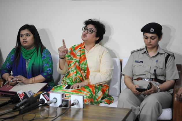 Rekha Sharma, member, National Commission for Women (NCW), addresses a press conference in Gurgaon on Thursday. (Parveen Kumar/HT) Rekha Sharma, member, National Commission for Women (NCW), addresses a press conference in Gurgaon on Thursday. (Parveen Kumar/HT)