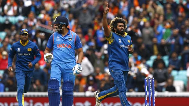 Lasith Malinga removed Rohit Sharma for 78 to break the 138-run opening stand. (REUTERS) Lasith Malinga removed Rohit Sharma for 78 to break the 138-run opening stand. (REUTERS)
