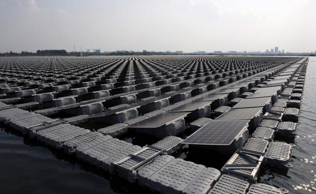 Built by the company Sungrow Power Supply, the power plant will produce enough energy to power 15,000 homes. (AFP)