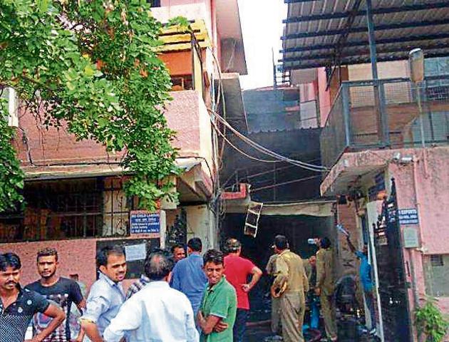 The factory that caught fire in Delhi’s Okhla. The factory that caught fire in Delhi’s Okhla.