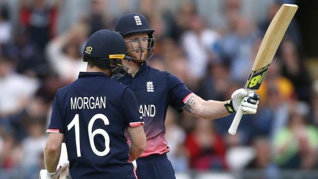 Ben Stokes’ unbeaten 109-ball 102 and captain Eoin Morgan’s half-century helped England knock Australia out of semi-final race of the ICC Champions Trophy. (Reuters )
