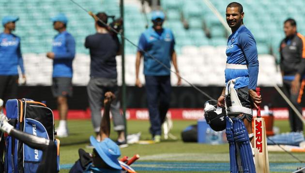 Shikhar Dhawan, one of India’s batting mainstays, during a practice session on Saturday. (REUTERS)