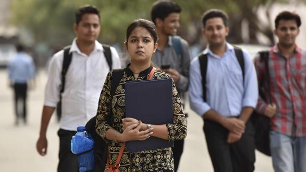 The two-day mega job fair in the university’s Noida campus concluded on June 10. (Virendra Singh Gosain/ HT Photo) The two-day mega job fair in the university’s Noida campus concluded on June 10. (Virendra Singh Gosain/ HT Photo)