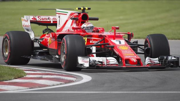 Ferrari driver Kimi Raikkonen of Finland takes a turn at the Senna corner during the second practice session at the Canadian Grand Prix in Montreal on Friday.(AP)