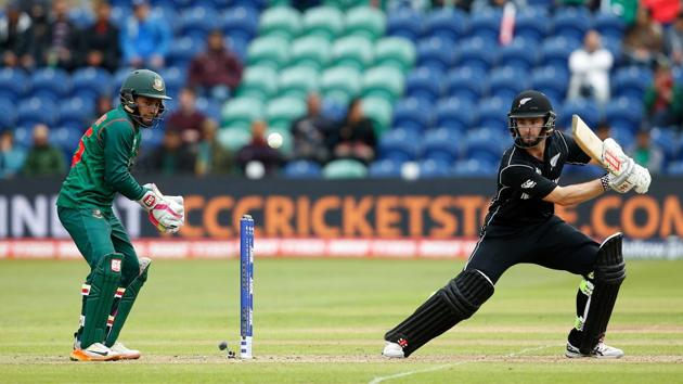 Kane Williamson steadied the New Zealand innings after two wickets as the Kiwis looked set for a big total. He scored 57. (REUTERS) Kane Williamson steadied the New Zealand innings after two wickets as the Kiwis looked set for a big total. He scored 57. (REUTERS)