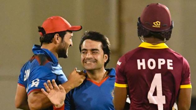 Rashid Khan picked up 7/18, the best haul by an Afghanistan bowler and the fourth-best in ODI history as West Indies suffered a 63-run loss in the first ODI in St.Lucia.(AFP)